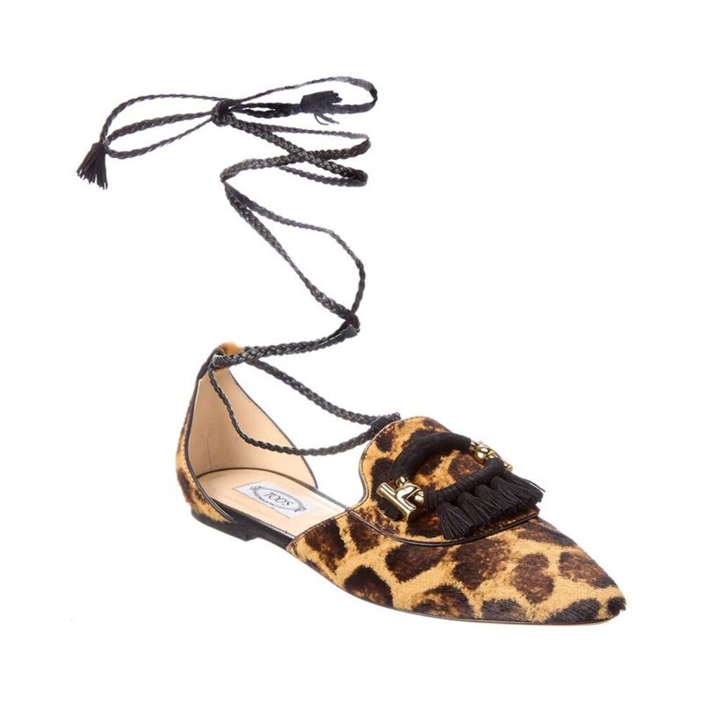 Tod's T-Ring Haircalf Flat, Brown